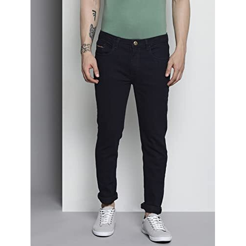 The Indian Garage Co Men Skinny Fit Solid Mid Rise Stretchable Jeans Blue, 34