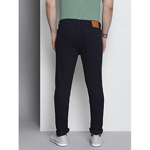 The Indian Garage Co Men Skinny Fit Solid Mid Rise Stretchable Jeans Blue, 34