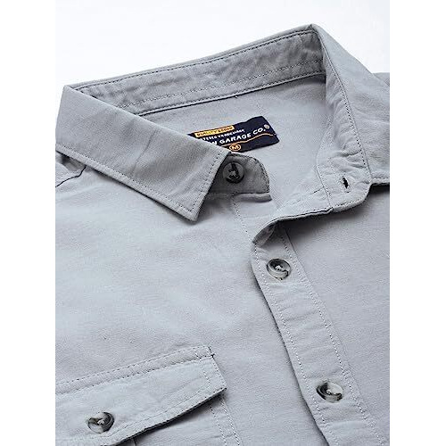 The Indian Garage Co Men's Regular Fit Shirt (0622-Sh279-05_Grey L)
