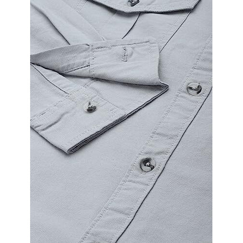 The Indian Garage Co Men's Regular Fit Shirt (0622-Sh279-05_Grey L)