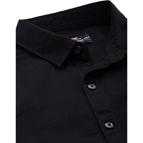 The Indian Garage Co Cotton Men's Solid Regular Fit Shirt (0622-Sh278-03_Black M)