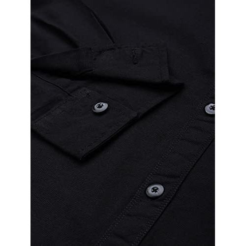 The Indian Garage Co Cotton Men's Solid Regular Fit Shirt (0622-Sh278-03_Black M)