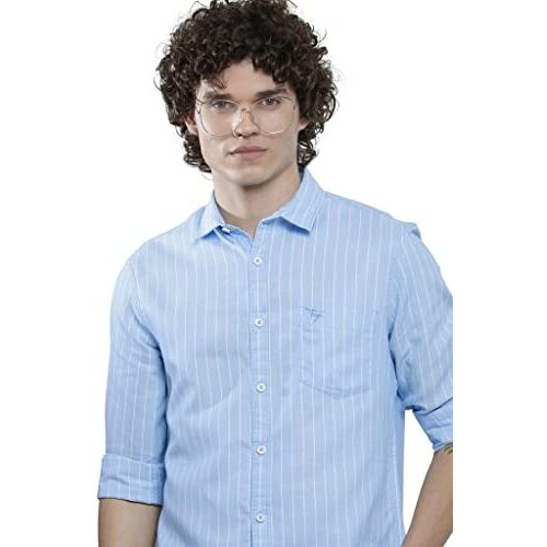 The Indian Garage Co Men's Striped Slim Fit Shirt (1122-Shcsoxyd-02-02_Blue 2Xl)