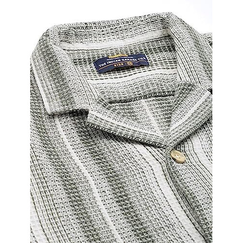 The Indian Garage Co Polyester Men's Relaxed Fit Shirt (0123-Shwfrs-03-01_Cream Medium)