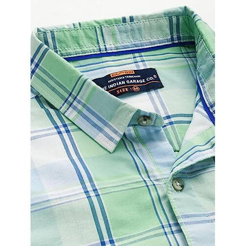 The Indian Garage Co Men's Checkered Slim Fit Shirt (0323-Shsmch-05-02_Green Xl)