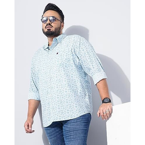 Hardsoda Men's Plus Fit Shirt (0223-Plsh-15_Light Blue 4Xl)