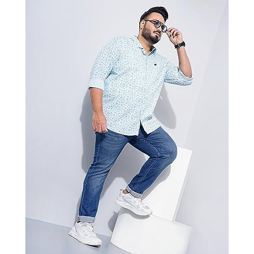 Hardsoda Men's Plus Fit Shirt (0223-Plsh-15_Light Blue 4Xl)