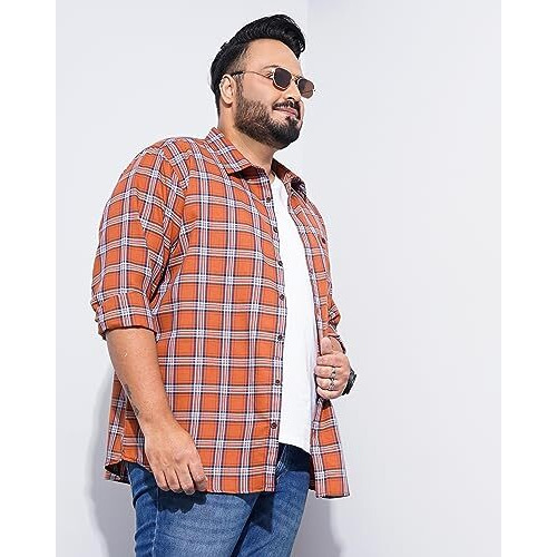 Hardsoda Men's Plus Fit Shirt (0223-Plsh-10_Rust Orange 6Xl)