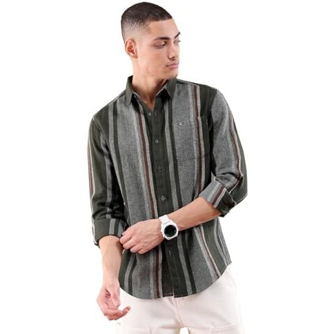 The Indian Garage Co Cotton Men's Slim Fit Shirt (0823-Shfcyd-08-01_Grey