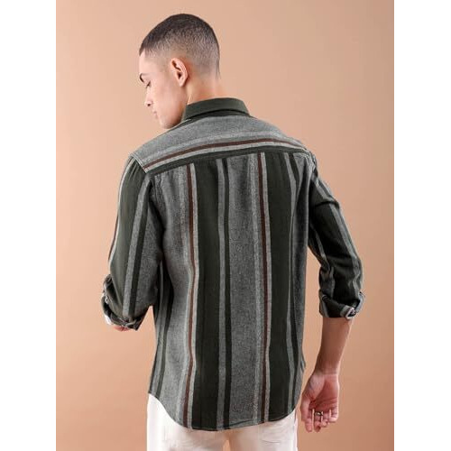 The Indian Garage Co Cotton Men's Slim Fit Shirt (0823-Shfcyd-08-01_Grey