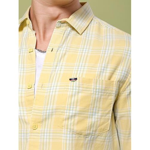 The Indian Garage Co Men's Slim Fit Shirt (0923-Shchyd-07-01_Yellow