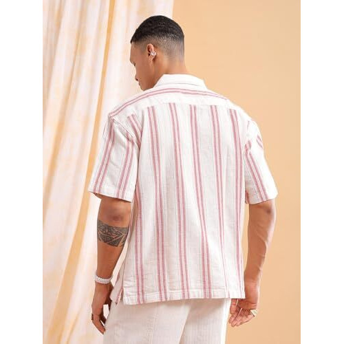The Indian Garage Co Men's Relaxed Fit Shirt (0923-Shmkrs-02-01_Cream M)