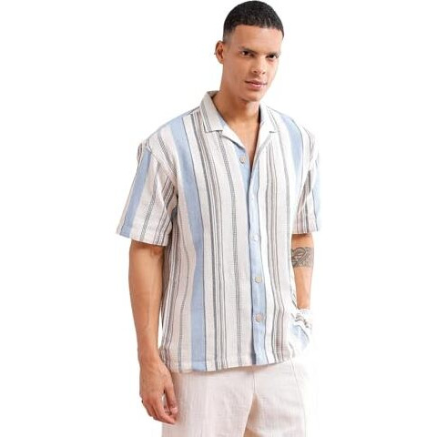 The Indian Garage Co Men's Relaxed Fit Shirt (0923-Shmkrs-06-01_Off White