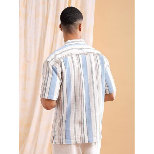The Indian Garage Co Men's Relaxed Fit Shirt (0923-Shmkrs-06-01_Off White