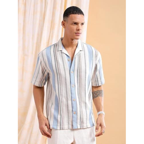 The Indian Garage Co Men's Relaxed Fit Shirt (0923-Shmkrs-06-01_Off White