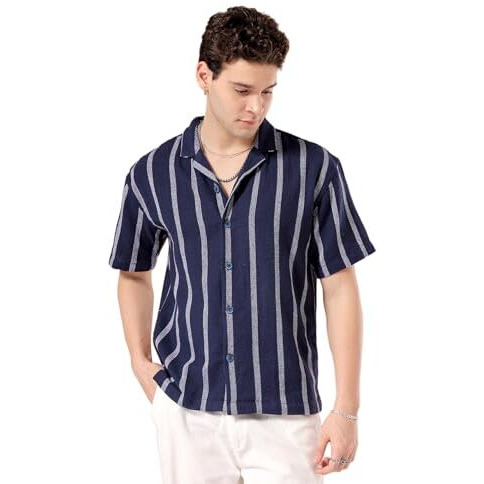 The Indian Garage Co Men's Relaxed Fit Shirt (0923-Shmkrs-01_Indigo