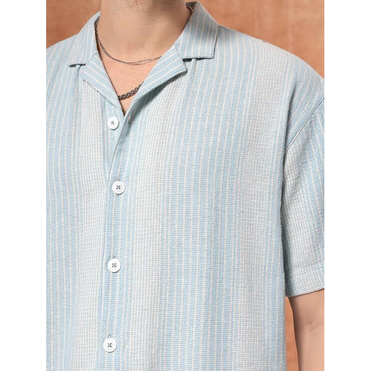 The Indian Garage Co Men's Relaxed Fit Shirt (0923-Shmkrs-05-01_Ice Blue