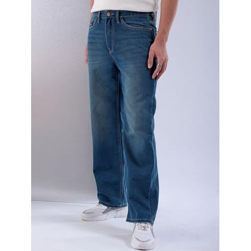 The Indian Garage Co Men Baggy Solid Mid-Rise Jeans Blue