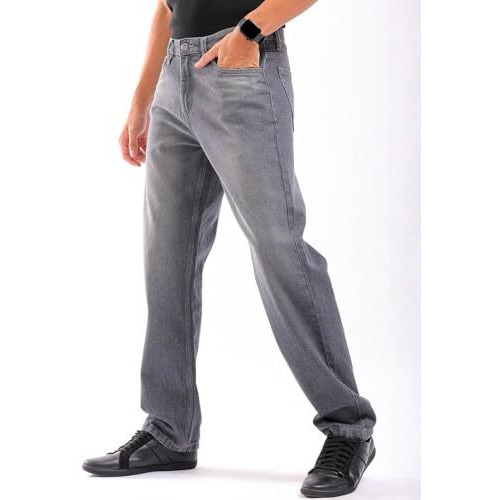 The Indian Garage Co Men Vintage Straight Fit Solid Mid Rise Jeans Grey, 32