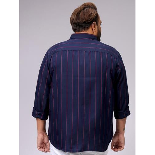Hardsoda Men's Striped Regular Fit Shirt (0624-Hsstpsh-04-Navy-5Xl_Navy