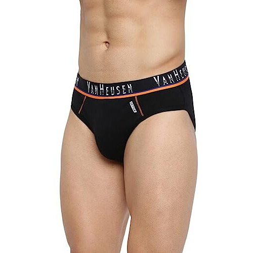 Van Heusen Active Men Briefs - Cotton Spandex - Swift Dry, Mesh Panel, Breathable_40004_Pure Black_Xl