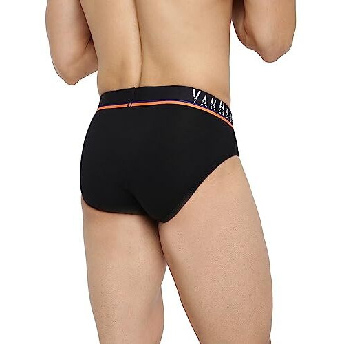 Van Heusen Active Men Briefs - Cotton Spandex - Swift Dry, Mesh Panel, Breathable_40004_Pure Black_Xl