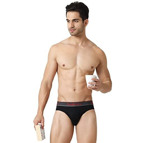 Van Heusen Men's Pima Cotton Hip Brief (8907522405141_20001_Large_20001_Pure Black_Large)