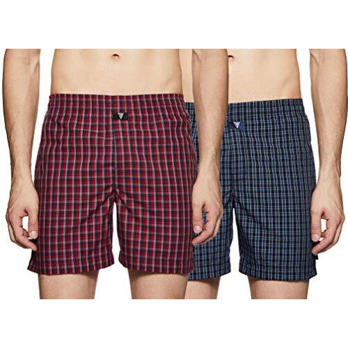 Van Heusen Men's Checkered Boxers (Color & Print May Vary) (Pack Of 2) (10111_Assorted_M)
