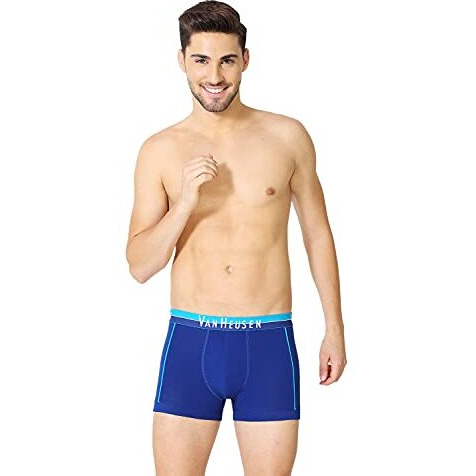 Van Heusen Men Trunks - Cotton Spandex - Pack Of 2 - Anti Bacterial, Colour Fresh, Moisture Wicking(Sodalite Blue, Anthra Mel_M)