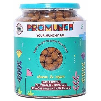 Promunch Roasted Soya Snack | High-Protein | Healthy | Gluten-Free | Pack Of 1, Flavour Cheese & Onion, 300 G