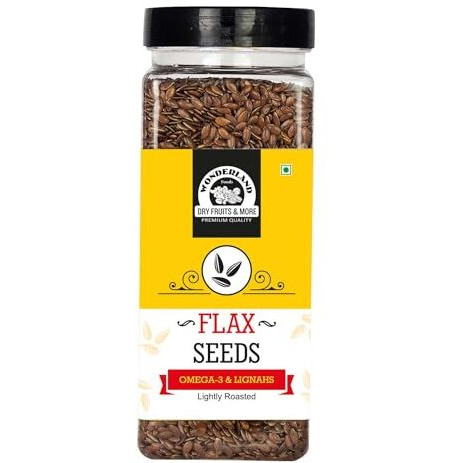 Wonderland Foods 200G Roasted Flax Seeds Pack Of 1 Jar | Alsi Seeds For Hair Growth | Rich In Fiber, Omega - 3, Magnesium, Phosphorus & Protein | Source Of Iron & Dietary Fibre