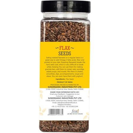 Wonderland Foods 200G Roasted Flax Seeds Pack Of 1 Jar | Alsi Seeds For Hair Growth | Rich In Fiber, Omega - 3, Magnesium, Phosphorus & Protein | Source Of Iron & Dietary Fibre