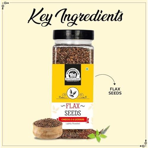 Wonderland Foods 200G Roasted Flax Seeds Pack Of 1 Jar | Alsi Seeds For Hair Growth | Rich In Fiber, Omega - 3, Magnesium, Phosphorus & Protein | Source Of Iron & Dietary Fibre