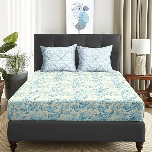 Story@Home Bedsheet For Double Bed | 180 Tc | Off-White | Floral | 1 Piece Microfiber Bedsheet For Double Bed With 2 Pillow Covers (225 X 250 Cm) Perfect For Home Decor & Gifting | Microfiber Bedsheet