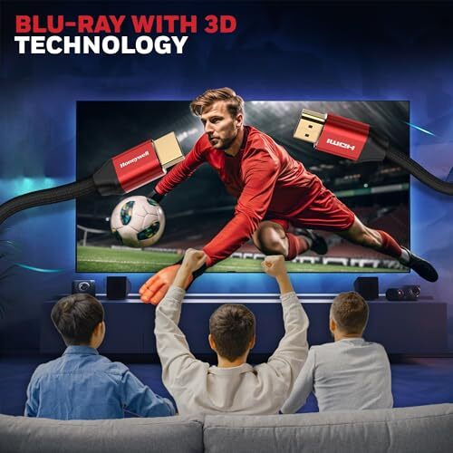 Honeywell Hdmi Cable 2.1 With Ethernet, 8K@60Hz, 4K@120Hz Uhd Resolution, (9.8Ft/3M), 48 Gbps Transmission Ultra High Speed, Dolby Dts, Earc, 3D,Male-To-Male,Compatible With All Hdmi-Enabled Devices