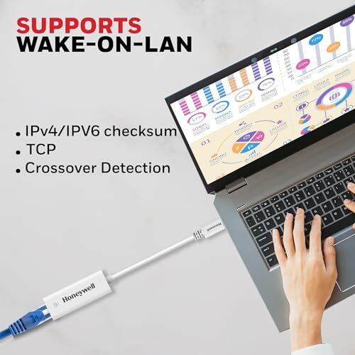 Honeywell High-Speed Type C To Rj45 Gigabit Ethernet Adapter, 10/100/1000 Mbps Network Lan Speeds, Universally Compatible With All Type C Macbooks, Laptops, Pcs, Xbox, Ps5, Tablets, Etc.