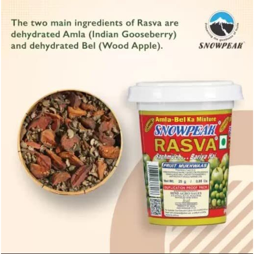Snowpeak Rasva Fruit Mukhwaas| After Meal Indian Digestive Treat| Amla & Bel(Wood Apple) Mixture| Indian Origin Vegan And Gluten Free  Combo (Pack Of 3 X 25G)