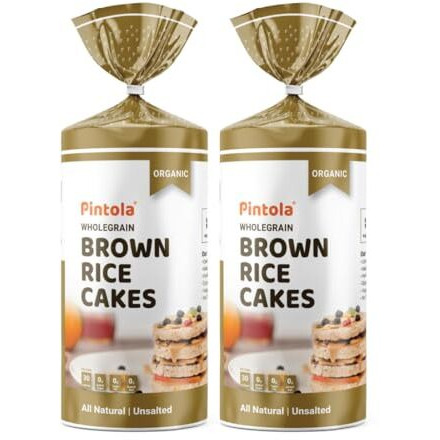 Pintola Organic Brown Rice Cake - All Natural (Unsalted, Pack Of 2) (130 G X 2), Gluten-Free Snack For Weight Loss, Made With 9 Wholegrains, Soy And Yeast-Free, Taste Best With Peanut Butter, Low Fat, 30 Calorie Per Cake