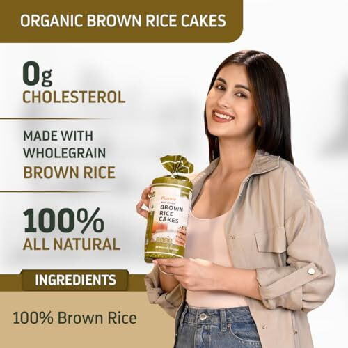 Pintola Organic Brown Rice Cake - All Natural (Unsalted, Pack Of 2) (130 G X 2), Gluten-Free Snack For Weight Loss, Made With 9 Wholegrains, Soy And Yeast-Free, Taste Best With Peanut Butter, Low Fat, 30 Calorie Per Cake