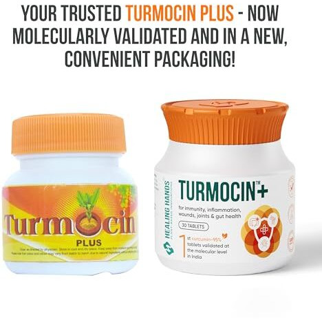 Healing Hands Turmocin Plus Tablets With Turmeric Ext. (Curcumin 95%) & Pepper For Boosting Immunity, Joints Health, Wound Healing - 30 Tablets Pack Of 1