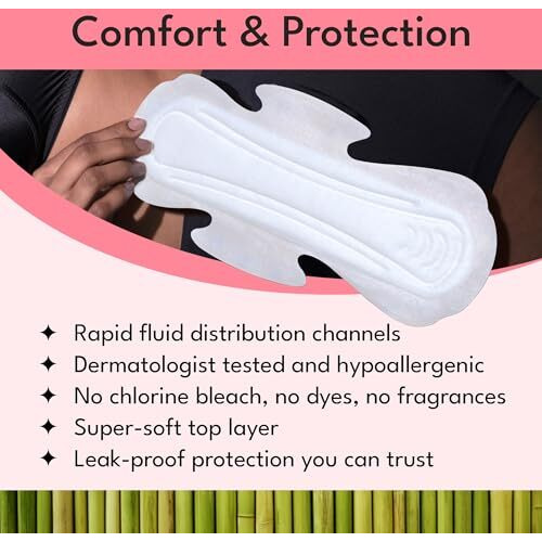 Sparkle Bamboo Maxi Pads | Plant Based Sanitary Pads For Women | Super Soft & Leak-Proof Sanitary Pads With Wings | Usda Certified Biobased, Chlorine-Free, Hypoallergenic | Overnight, 24 Count