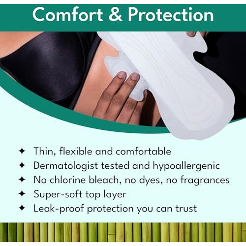 Sparkle Bamboo Ultra Thin Pads | Plant Based Sanitary Pads For Women | Thin, Flexible, & Leak-Proof Sanitary Pads With Wings | Usda Certified Biobased, Chlorine-Free, Hypoallergenic | Large 24 Count