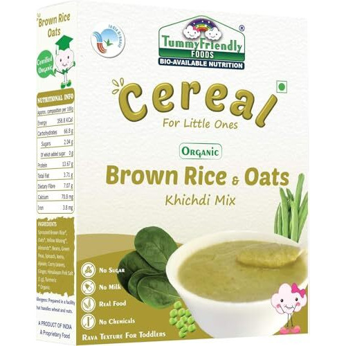 Tummyfriendly Foods Organic Brown Rice And Oats Khichdi Mix With Vegetables For Toddlers | Available In Trial Baby Packs Too | Organic Baby Food For 1 Year Old Baby | Shelf-Life 9 Month | 200G