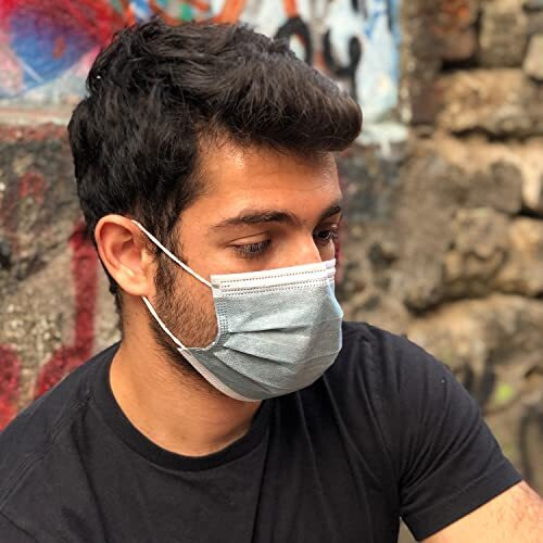 Quarant Meltblown Fabric 4 Ply Anti Pollution Activated Carbon Face Mask With Nose Clip And Reusable Travel Pouch, Iso Certified (Grey, Pack Of 50) For Unisex