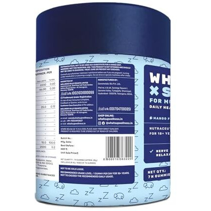 What's Up Wellness Melatonin 5 Mg Sleep Gummies|Tart Cherry And Chamomile Extracts For Muscle Recovery & Nerve Relaxation|Helps You Sleep Soundly | 7 Gummies