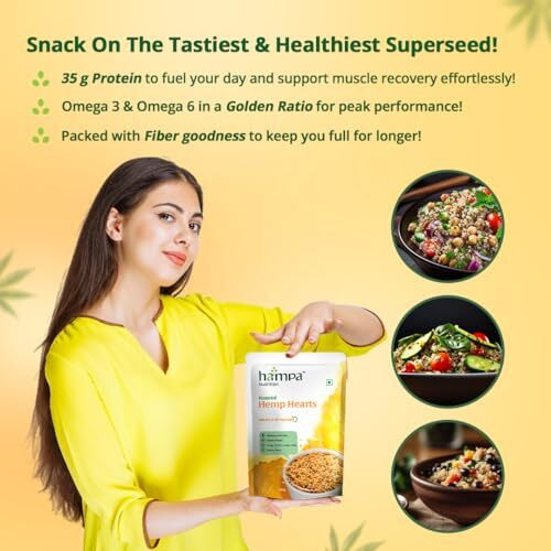 Hampa Hemp Hearts | Hemp Seeds | Essential Edestin Protein, Good Fats - Omega - 3, 6 And 9 In A Golden Ratio, Dietary Fibres | Nutrition Powerhouse With Wholesome Benefits | Miracle Of Nature (100, Plain Roasted)