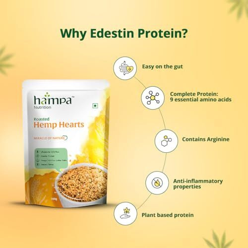 Hampa Hemp Hearts | Hemp Seeds | Essential Edestin Protein, Good Fats - Omega - 3, 6 And 9 In A Golden Ratio, Dietary Fibres | Nutrition Powerhouse With Wholesome Benefits | Miracle Of Nature (100, Plain Roasted)