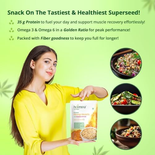 Hampa Hemp Hearts | Hemp Seeds | Essential Edestin Protein, Good Fats - Omega - 3, 6 And 9 In A Golden Ratio, Dietary Fibres | Nutrition Powerhouse With Wholesome Benefits | Miracle Of Nature (100, Himalayan Pink Salt)
