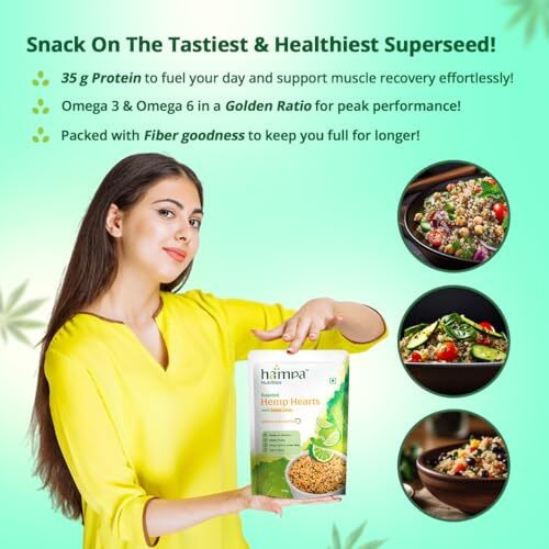 Hampa Hemp Hearts - 100G | Roasted Shelled Hemp Seeds | Essential Protein, Good Fats - Omega - 3, 6 And 9 In A Golden Ratio, Dietary Fibres | Nutrition Powerhouse With Wholesome Benefits | Sweet Lime