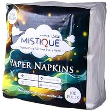 Mistique 1 Ply 100 Pulls Tissue Paper Napkins | Soft And Highly Absorbent | Sheet Size (30 * 30 Cm)